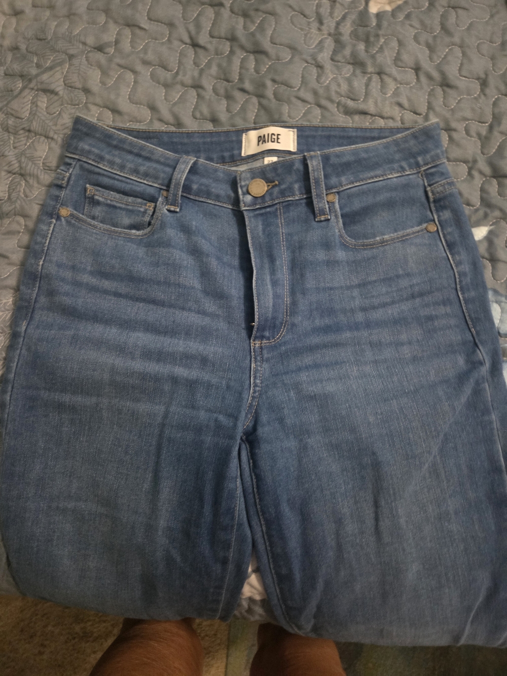 PAIGE Mid Wash High-Rise Flaref Jeans - Blue Size 27